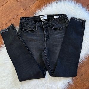 William Rast Black Raw Hem Stretch Ankle Skinny Jeans, Size 26